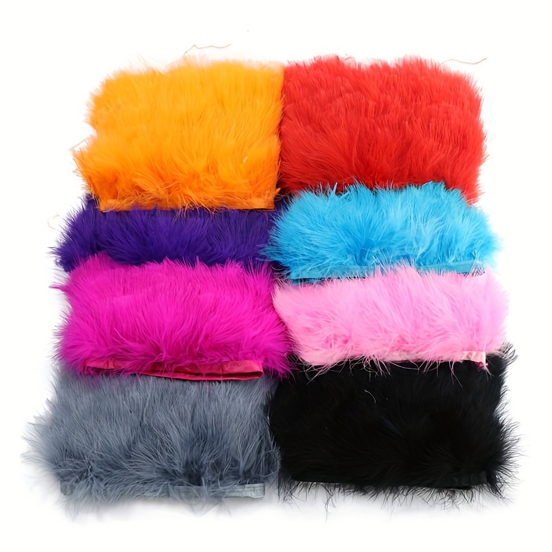 Fringe Ribbon Sewing - Flauschige Truthahnfedern-Borte, Fransenband 8-10cm, Marabu-Federn für