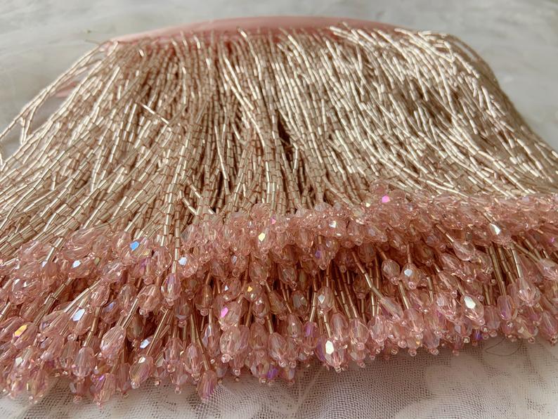 1 Yard Grüne Perle Fringe Quas – Beaded Trim Fringe Bewertung und Preis
