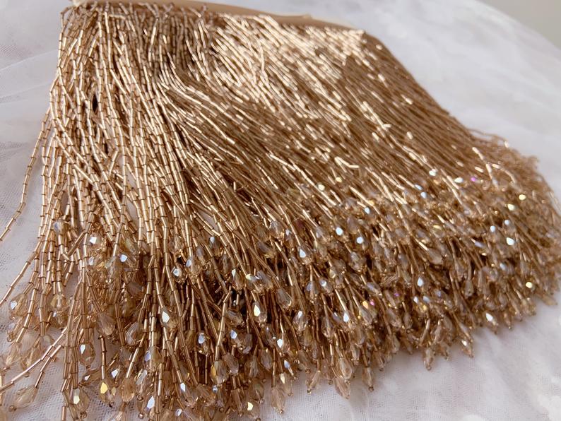1 Yard Grüne Perle Fringe Quas – Beaded Trim Fringe Bewertung und Preis